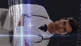 Portrait of caucasian male doctor against stock market data processing on blue background. global finance and medical research technology concept - Powered by Shutterstock - Get 15% off with code: PIKWIZARD15