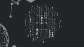 Animation of globe rotating over scientific data on black background. data processing, science, network and technology concept digitally generated video. - Powered by Shutterstock - Get 15% off with code: PIKWIZARD15
