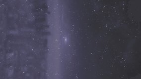 Animation of glowing spot disappearing over city horizon line with night sky with stars. Global universal network concept digitally generated image. - Powered by Shutterstock - Get 15% off with code: PIKWIZARD15