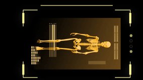 Animation of human skeleton and scientific data processing over black background. Global science, computing and data processing concept digitally generated video. - Powered by Shutterstock - Get 15% off with code: PIKWIZARD15