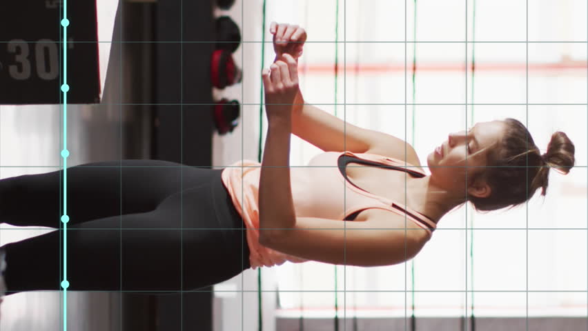 Animation of data processing over caucasian woman jumping on box, exercising in boxing gym. Sports, competition, exercise and data processing concept digitally generated video. - Powered by Shutterstock - Get 15% off with code: PIKWIZARD15