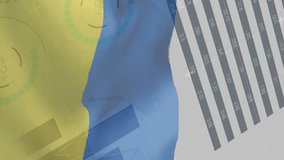 Animation of financial data processing over flag of ukraine. Global business, finance, computing, digital interface and data processing concept digitally generated video. - Powered by Shutterstock - Get 15% off with code: PIKWIZARD15