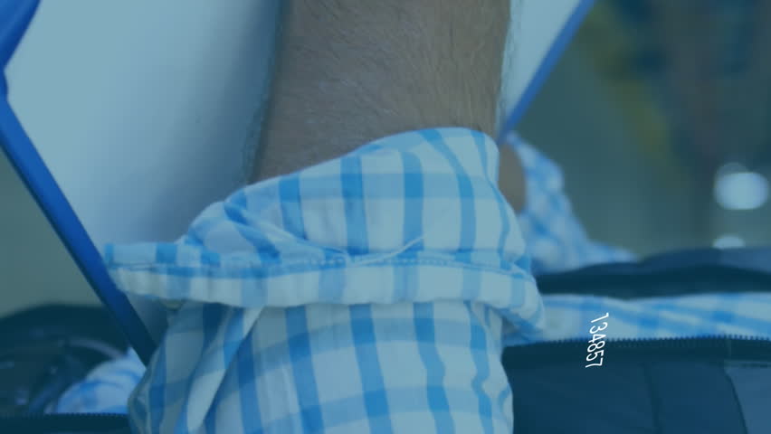 Animation of data processing on screen over caucasian man working in warehouse. Global shipping, networks, digital interface, computing and data processing concept digitally generated video. - Powered by Shutterstock - Get 15% off with code: PIKWIZARD15