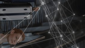 Animation of network of connections over caucasian businessman using smartphone. Global networks, digital interface, computing and data processing concept digitally generated video. - Powered by Shutterstock - Get 15% off with code: PIKWIZARD15