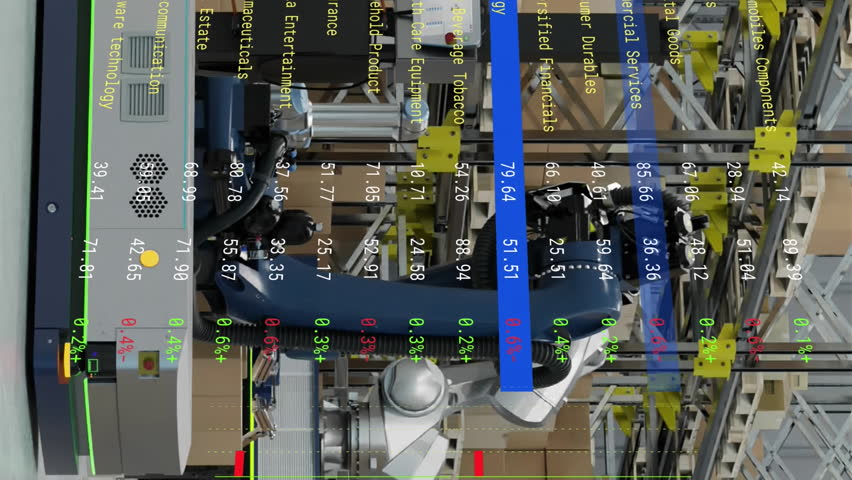 Animation of financial data processing over warehouse. Global shipping, business, finance, data processing and global economy concept digitally generated video. - Powered by Shutterstock - Get 15% off with code: PIKWIZARD15