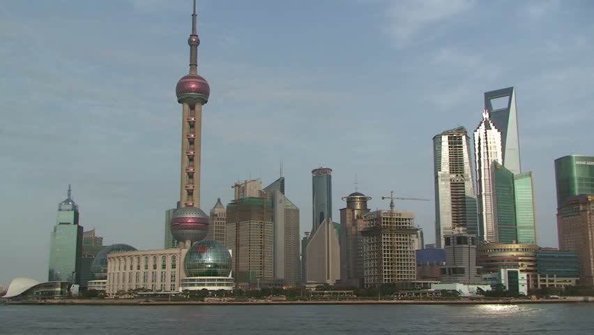 Grand skyline of Shanghai China on a clear day.