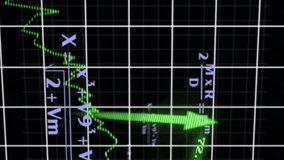 Animating mathematical equations and graphs over black grid background. Mathematics, animation, data, visualization, technology, science - Powered by Shutterstock - Get 15% off with code: PIKWIZARD15