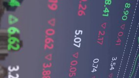 Stock market data and financial chart animation over cityscape background. Finance, investment, analytics, business, economy, statistics - Powered by Shutterstock - Get 15% off with code: PIKWIZARD15