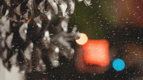 Animation of christmas pine cones, lights and decorations with snow falling. christmas celebration festivity concept digitally generated image. - Powered by Shutterstock - Get 15% off with code: PIKWIZARD15