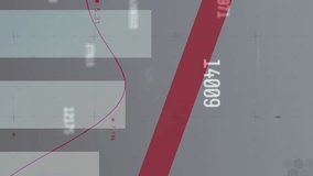 Animation of numbers processing over red arrow pointing down and statistics in background. Digital interface global connection and communication concept digitally generated video. - Powered by Shutterstock - Get 15% off with code: PIKWIZARD15