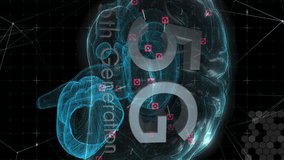 Animation of 5g text, numbers changing over glowing human brain in background. Digital interface global connection and communication concept digitally generated video. - Powered by Shutterstock - Get 15% off with code: PIKWIZARD15