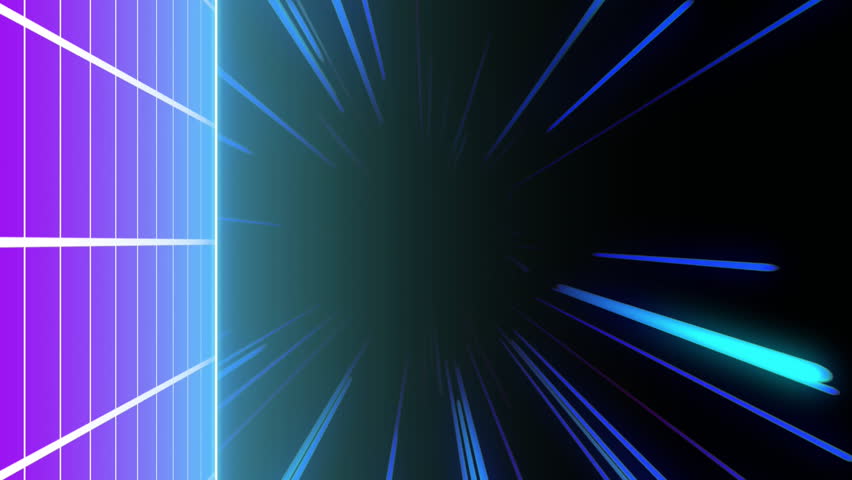 Animation of strobing blue and pink neon light beams over grid on dark background. Connection, data, processing, digital interface and communication, digitally generated video. - Powered by Shutterstock - Get 15% off with code: PIKWIZARD15