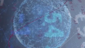Animation of digital interface showing statistics with globe made of connections spinning. Digital interface and global business, digitally generated video - Powered by Shutterstock - Get 15% off with code: PIKWIZARD15