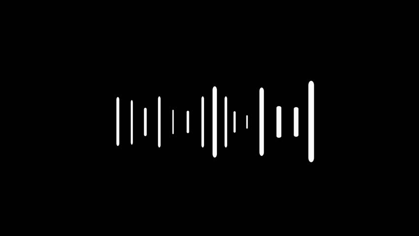 Simple voice vibration sound wave icon stereo equalizer frequency simple animation on black background.