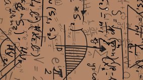 Animation of mathematical equations on brown background. learning and maths education concept digitally generated video. - Powered by Shutterstock - Get 15% off with code: PIKWIZARD15