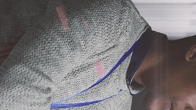 Animation of globe and lights over african american man posing in server room. network, programming, computers and technology concept digitally generated video. - Powered by Shutterstock - Get 15% off with code: PIKWIZARD15