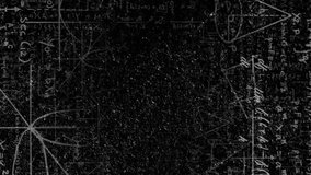 Animation of layers of mathematical formulae and moving chalk marks on black chalkboard. Science, research and education, abstract background concept digitally generated video. - Powered by Shutterstock - Get 15% off with code: PIKWIZARD15