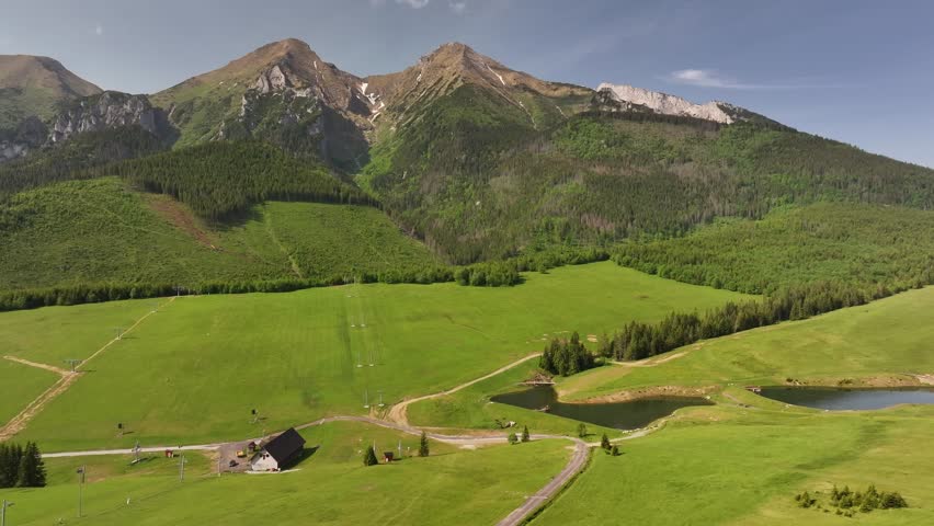 Aerial view of Havran and Zdiarska Vidla summits, Tatra Mountains, Slovakia