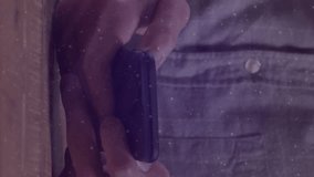 Animation of social media icons with numbers over caucasian man using smartphone. Global social media, technology and digital interface concept digitally generated video. - Powered by Shutterstock - Get 15% off with code: PIKWIZARD15