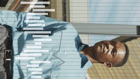 Animation of data processing over african american businessman in office. Global networks, business, finances, computing and data processing concept digitally generated video. - Powered by Shutterstock - Get 15% off with code: PIKWIZARD15