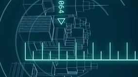 Animation of data processing over 3d cityscape. Global business, data processing, computing and digital interface concept digitally generated video. - Powered by Shutterstock - Get 15% off with code: PIKWIZARD15