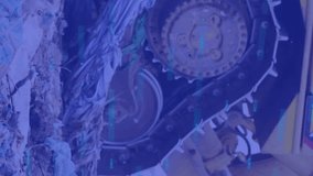 Animation of statistics recording over digger in rubbish disposal site. environment, global warming and climate change concept digitally generated video. - Powered by Shutterstock - Get 15% off with code: PIKWIZARD15