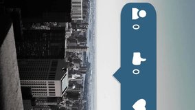 Digital composite of a city with social media icons and numbers counting up in the foreground 4k - Powered by Shutterstock - Get 15% off with code: PIKWIZARD15