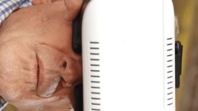 Animation of social media icons and numbers on banners over man using vr headset. global networking, social media, technology and digital interface concept digitally generated video. - Powered by Shutterstock - Get 15% off with code: PIKWIZARD15