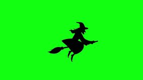 A Witch flying on broom green screen background. - Powered by Shutterstock - Get 15% off with code: PIKWIZARD15