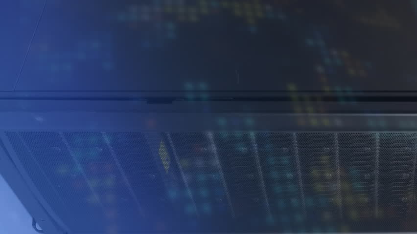 Animation of euro symbol on rotating safe lock over computer server room. global finance and business security concept digitally generated video. - Powered by Shutterstock - Get 15% off with code: PIKWIZARD15