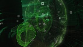 Animation of caucasian and digital brain over asian man in server room. Global technology, online security and digital interface concept digitally generated video. - Powered by Shutterstock - Get 15% off with code: PIKWIZARD15