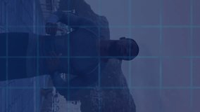 Animation of data processing over man running, exercising outdoors. Global sports, fitness, computing and data processing concept digitally generated video. - Powered by Shutterstock - Get 15% off with code: PIKWIZARD15