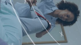 Animation of scope scanning over diverse doctor and patient exercising. Medicine, healthcare and lifestyle concept digitally generated video. - Powered by Shutterstock - Get 15% off with code: PIKWIZARD15