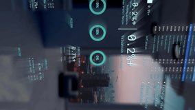 Animation of data processing over modern apartment and cityscape. Global business, digital interface, finances, computing and data processing concept digitally generated video. - Powered by Shutterstock - Get 15% off with code: PIKWIZARD15