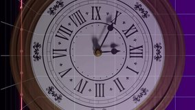 Animation of financial data processing over clock and grid. Global finance, business, connections, computing and data processing concept digitally generated video. - Powered by Shutterstock - Get 15% off with code: PIKWIZARD15