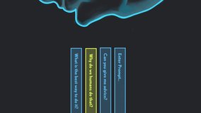 Animation of human head and ai data processing over computer server. Global artificial intelligence, data processing, computing and digital interface concept digitally generated video. - Powered by Shutterstock - Get 15% off with code: PIKWIZARD15