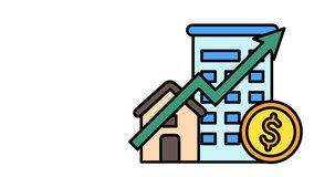 Mortgage, Property Business Graph Up. Housing, Apartment growth with Dollar Money 2d Animation. Transparent background, editable for presentation, mortgage, financial, business, analysis and market. - Powered by Shutterstock - Get 15% off with code: PIKWIZARD15