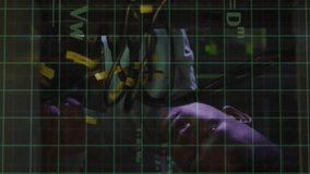 Animation of scientific data processing over african american male it technician by servers. Global science, connections, computing and data processing concept digitally generated video. - Powered by Shutterstock - Get 15% off with code: PIKWIZARD15