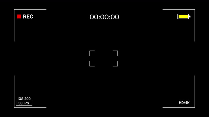 camera recorder screen overlay Video with transparent background, Recording camera screen interface with timer, Camera recording screen interface in 4k.	