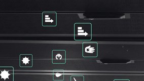 Animation of eco icons and data processing over computer servers. Global finance, business, connections, computing and data processing concept digitally generated video. - Powered by Shutterstock - Get 15% off with code: PIKWIZARD15