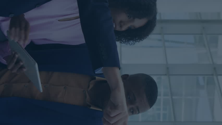 Animation of financial data processing over diverse group of business people. Global business, finances, data processing and digital interface concept digitally generated video. - Powered by Shutterstock - Get 15% off with code: PIKWIZARD15