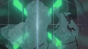 Digital animation of spinning globe against neon tunnel in seamless pattern. Global networking technology concept - Powered by Shutterstock - Get 15% off with code: PIKWIZARD15