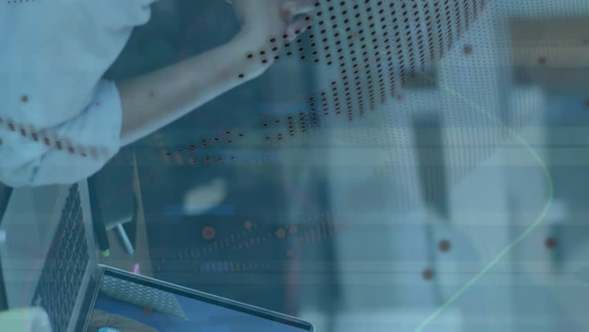 Animation of digital interface over people using laptop. Global connections, data processing and digital interface concept digitally generated video. - Powered by Shutterstock - Get 15% off with code: PIKWIZARD15