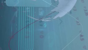 Animation of clock and mathematical formulas over businesswoman using computer. Global digital interface technology and networking concept digitally generated video. - Powered by Shutterstock - Get 15% off with code: PIKWIZARD15