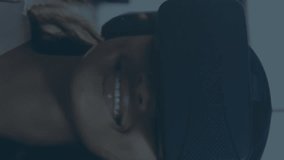 Animation of financial data processing over businesswoman using vr headset. Digitally generated image. - Powered by Shutterstock - Get 15% off with code: PIKWIZARD15