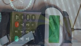 Animation of financial data processing over smartphone and payment terminal. Global business, finance, online payment and data processing concept digitally generated video. - Powered by Shutterstock - Get 15% off with code: PIKWIZARD15