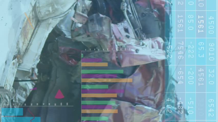 Animation of data processing over rubbish dump. Global business, ecology and digital interface concept digitally generated video. - Powered by Shutterstock - Get 15% off with code: PIKWIZARD15