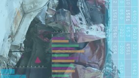 Animation of data processing over rubbish dump. Global business, ecology and digital interface concept digitally generated video. - Powered by Shutterstock - Get 15% off with code: PIKWIZARD15