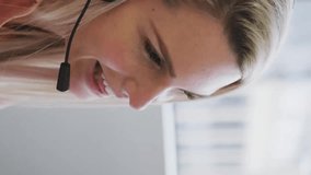 Animation of data processing over diverse business people using phone headset in office. Global social media, business and digital interface concept digitally generated video. - Powered by Shutterstock - Get 15% off with code: PIKWIZARD15