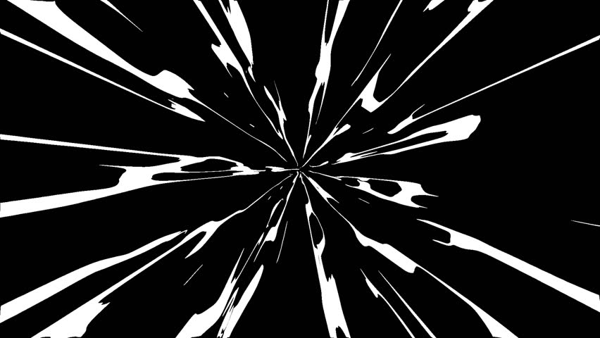 black and white fast moving lines in cartoon or comic  style
explosion or wrap effect or fast black and white lines loop animation with black background alpha channel